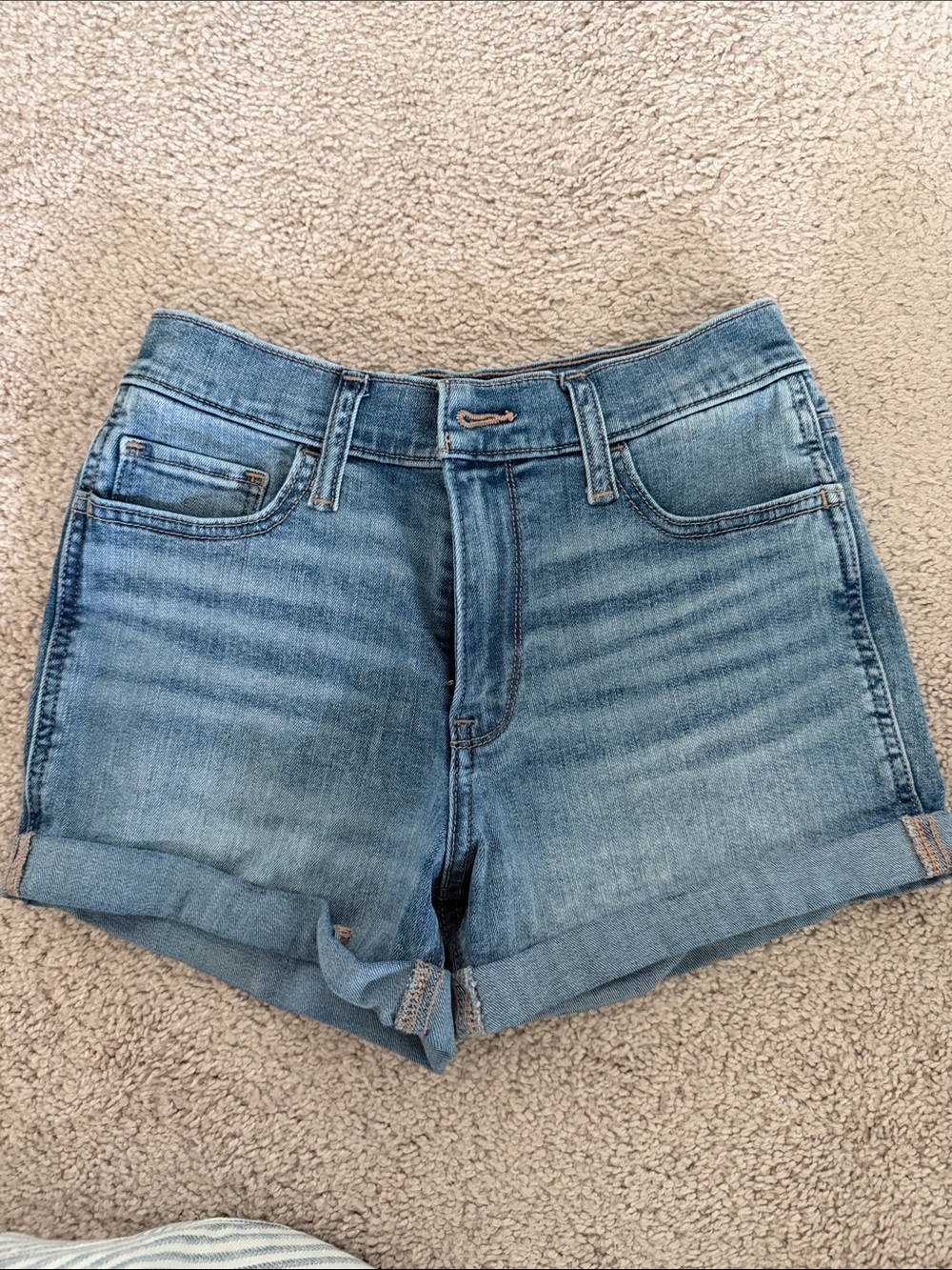 Hollister Light Blue Rolled Hem Denim Shorts